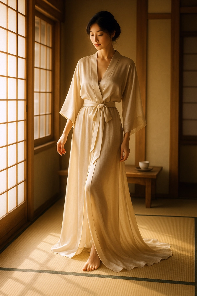 Déshabillé Kimono Soie Femme long