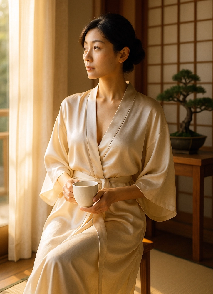 Déshabillé Kimono Soie Femme peignoir