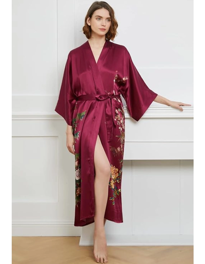 Kimono Femme Soie Bio Rouge Vin