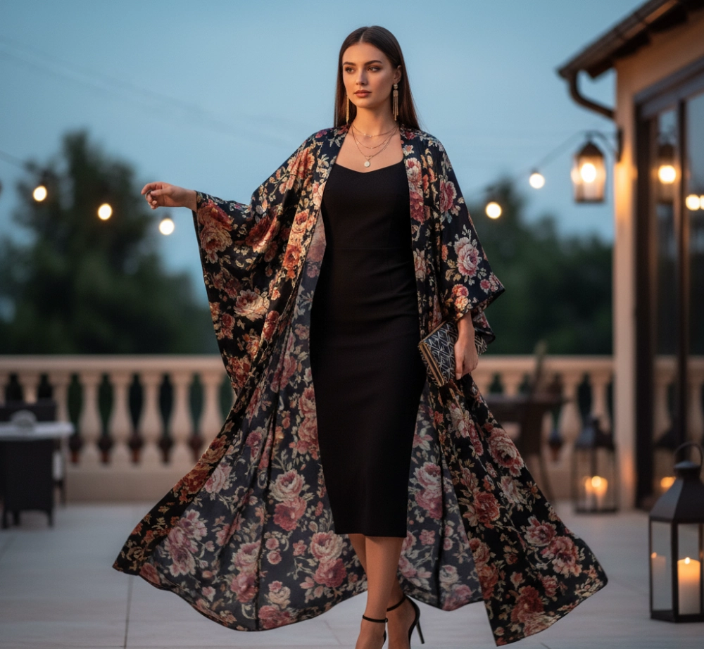 Kimono Fleuri Femme look tenue de soirée féminine
