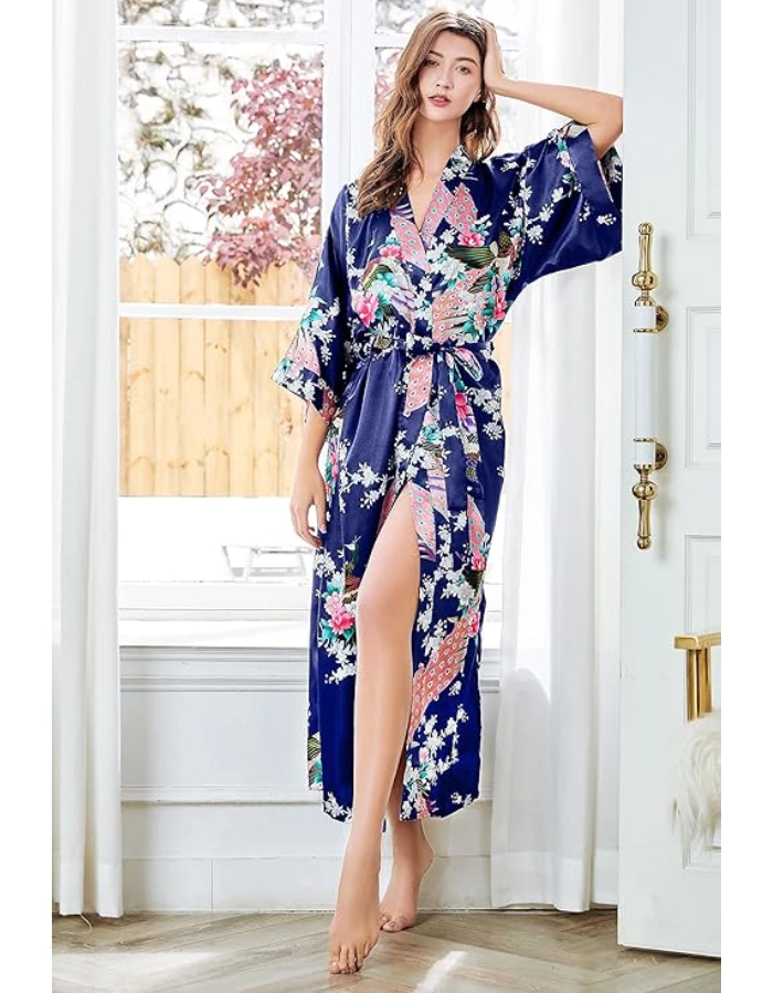 Peignoir Kimono Femme Bleu Foncé