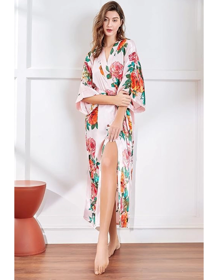 Peignoir Kimono Femme Fleur rose
