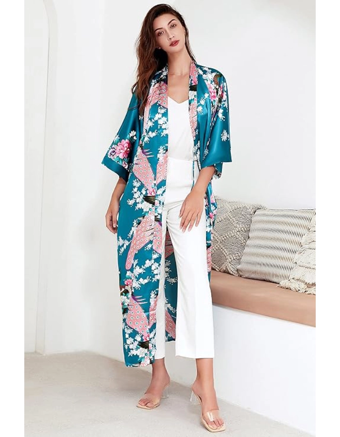 Peignoir Kimono Femme Turquoise