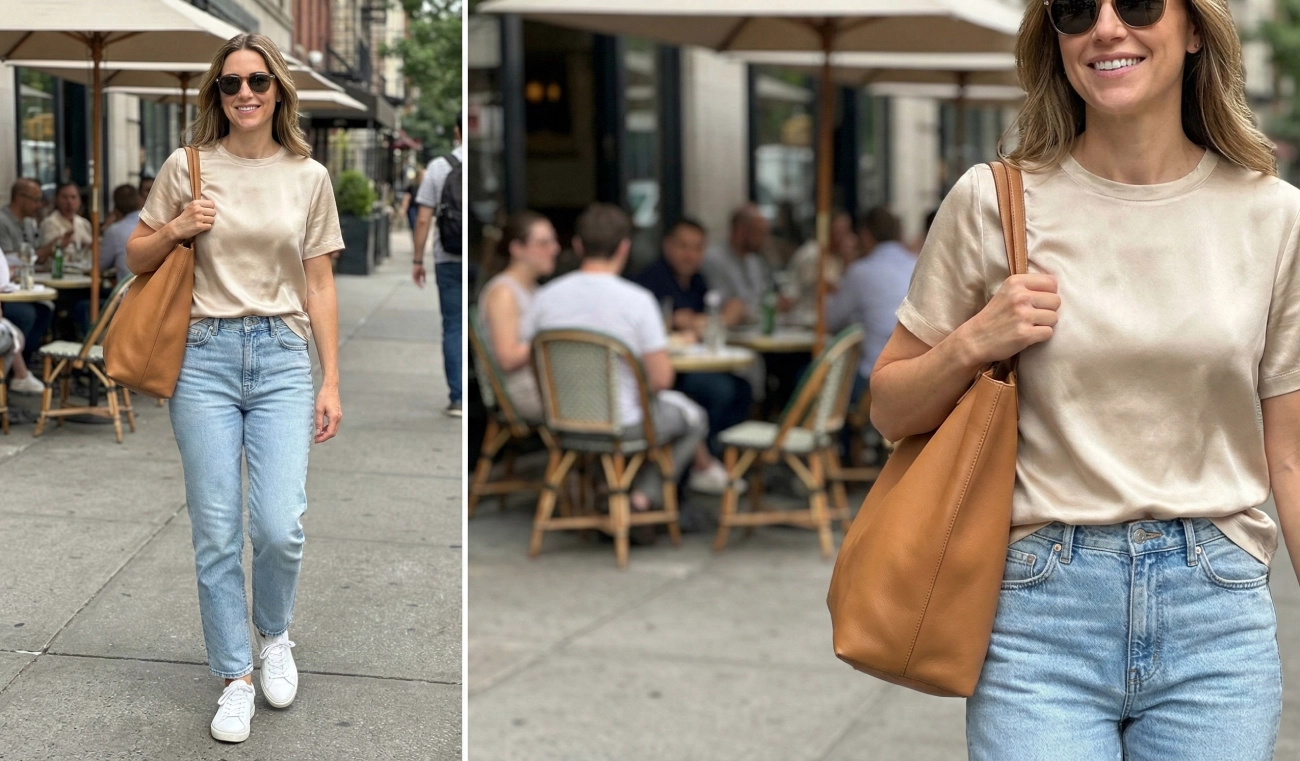 t-shirt femme soie Look Décontracté Week-end